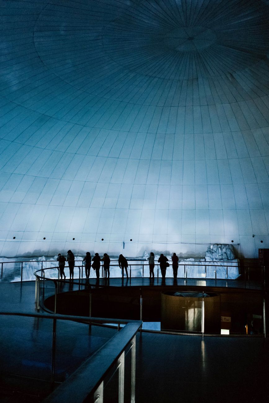 Under the planetarium dome inside Perlan